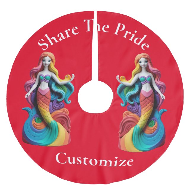 Rainbow Pride Mermaid Thunder_Cove  Brushed Polyester Tree Skirt (Front)