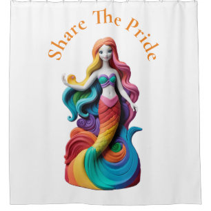 Rainbow Pride Mermaid Thunder_Cove Shower Curtain