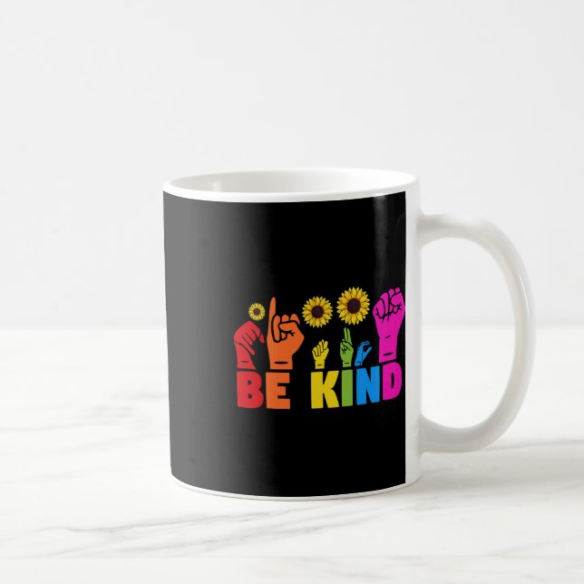 Rainbow Pride Month Asl Be Kind Hand Sign Language Coffee Mug (Right)