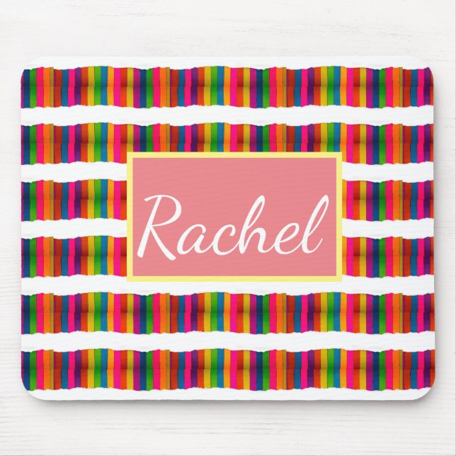 Rainbow pride month back to school add name text mouse mat (Front)