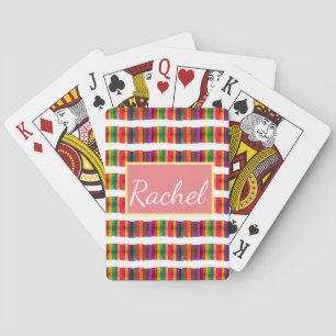 Rainbow pride month back to school add name text playing cards