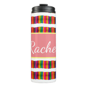Rainbow pride month back to school add name text thermal tumbler