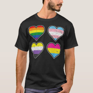 Rainbow Pride Month Heart Non Binary Trans Pan Gif T-Shirt