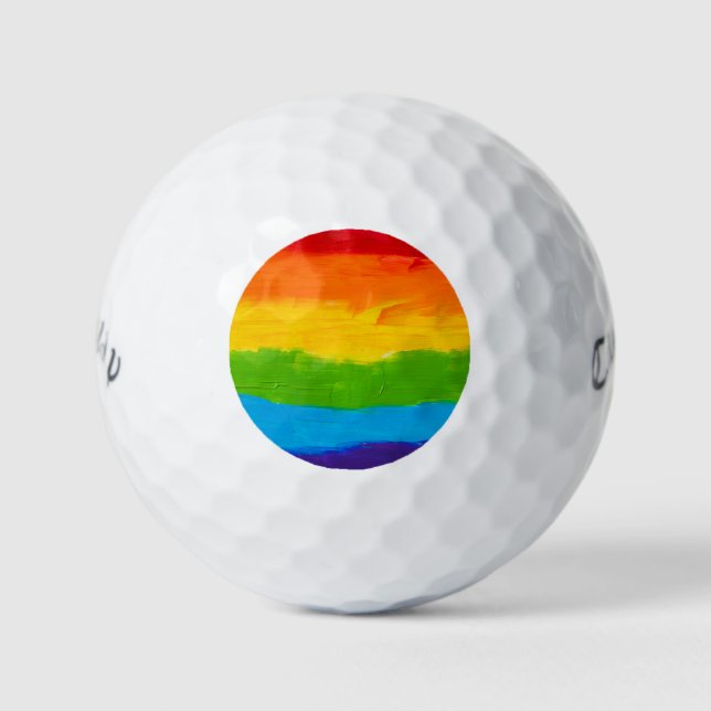 Rainbow Pride Oil Paint LGBT Golf Balls – Colourfu (Front)