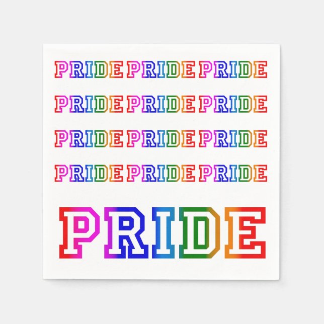 Rainbow PRIDE Paper Cocktail Party Napkins (Front)