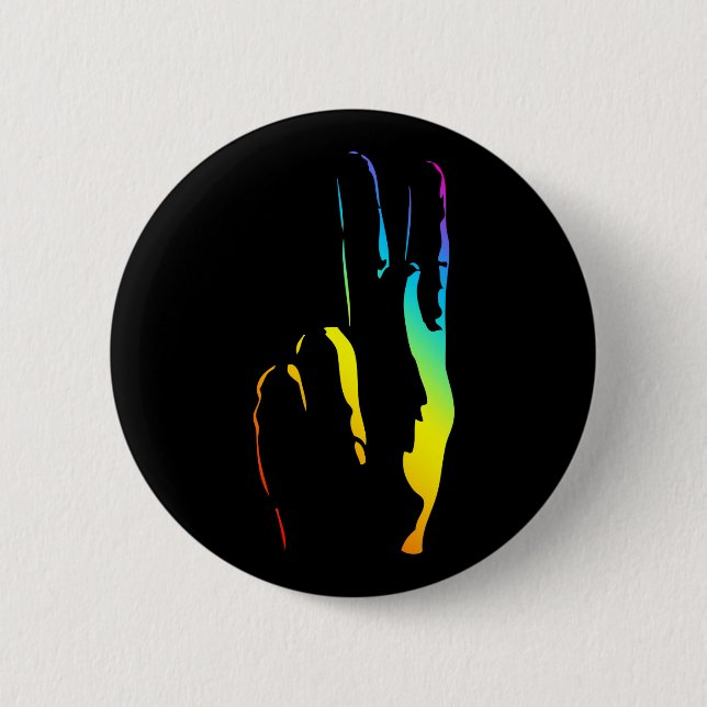 rainbow pride peace sign 6 cm round badge (Front)