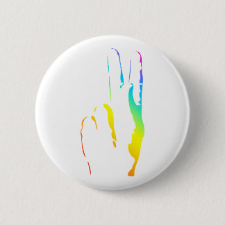 rainbow pride peace sign 6 cm round badge