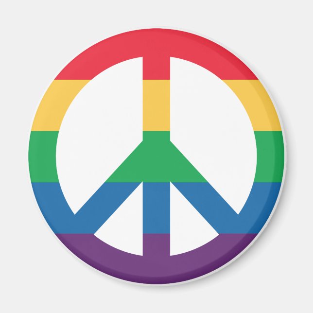 Rainbow Pride Peace Sign Fridge Magnet (Front)