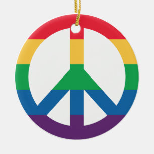 Rainbow Pride Peace Sign Ornament