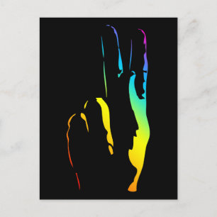rainbow pride peace sign postcard