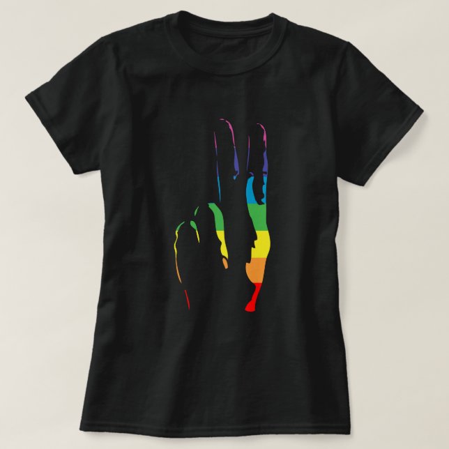 rainbow pride peace sign T-Shirt (Design Front)