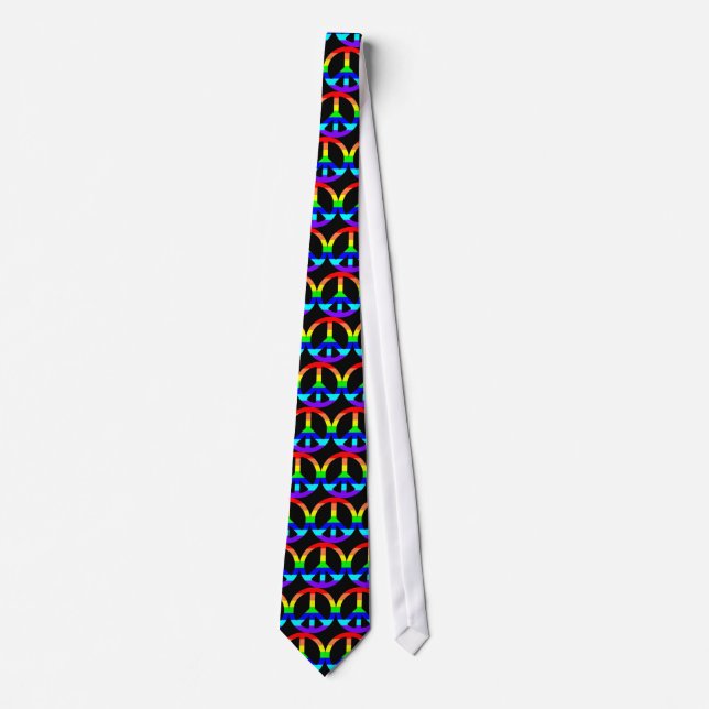 Rainbow Pride Peace Symbol Tie (Front)