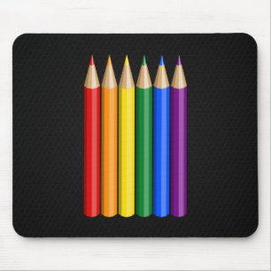 Rainbow pride pencils  mouse mat