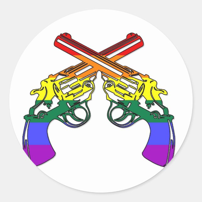 Rainbow Pride Pistols Classic Round Sticker (Front)