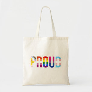 Rainbow Pride 'Proud': LGBTQ Flag Colours Letterin Tote Bag