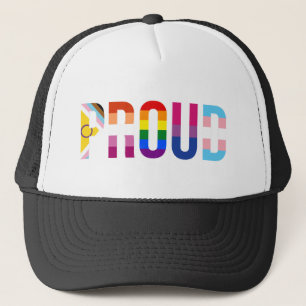 Rainbow Pride 'Proud': LGBTQ Flag Colours Letterin Trucker Hat