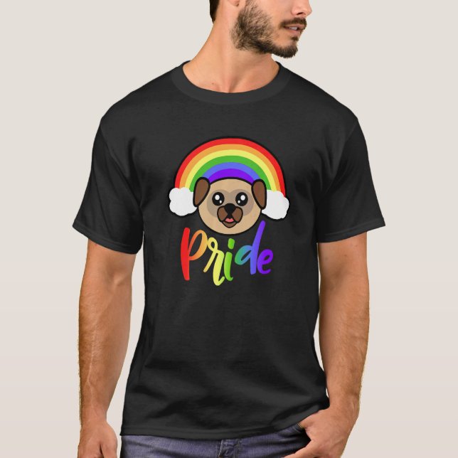 Rainbow Pride Pug Cute LGBTQ Rainbow Pug   T-Shirt (Front)