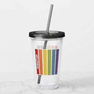 Rainbow Pride Retro Muted Colours Acrylic Tumbler