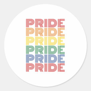 Rainbow Pride Retro Typography Vector Design_1 Classic Round Sticker
