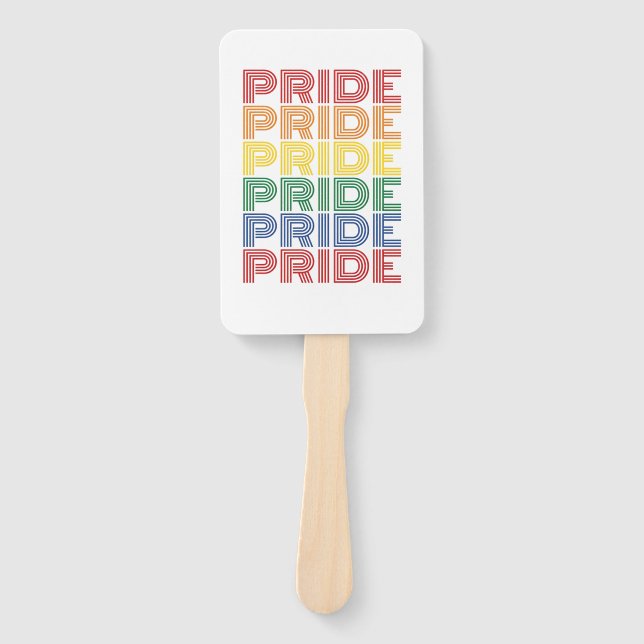 Rainbow Pride Retro Typography Vector Design_1 Hand Fan (Front)