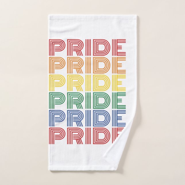 Rainbow Pride Retro Typography Vector Design_1 Hand Towel (Hand Towel)