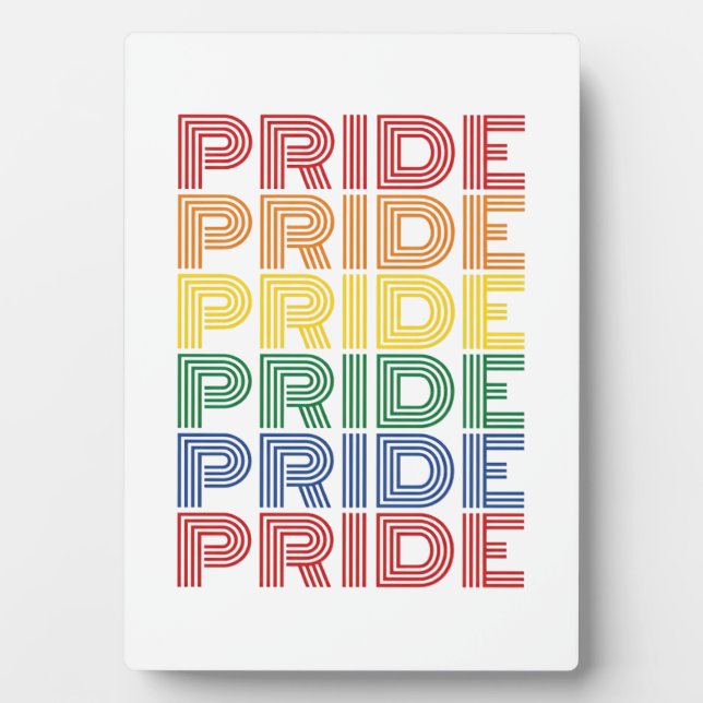 Rainbow Pride Retro Typography Vector Design_1 Plaque (Front)