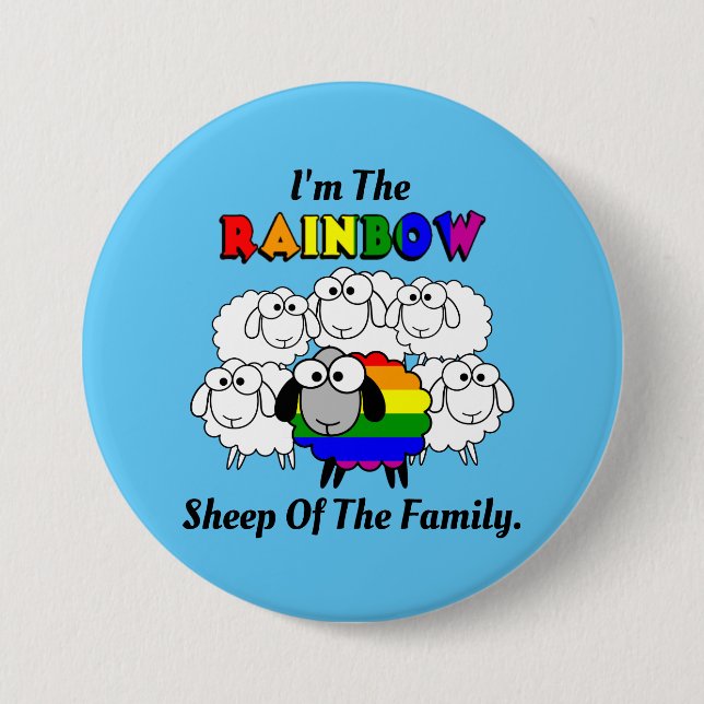 Rainbow Pride Sheep 7.5 Cm Round Badge (Front)
