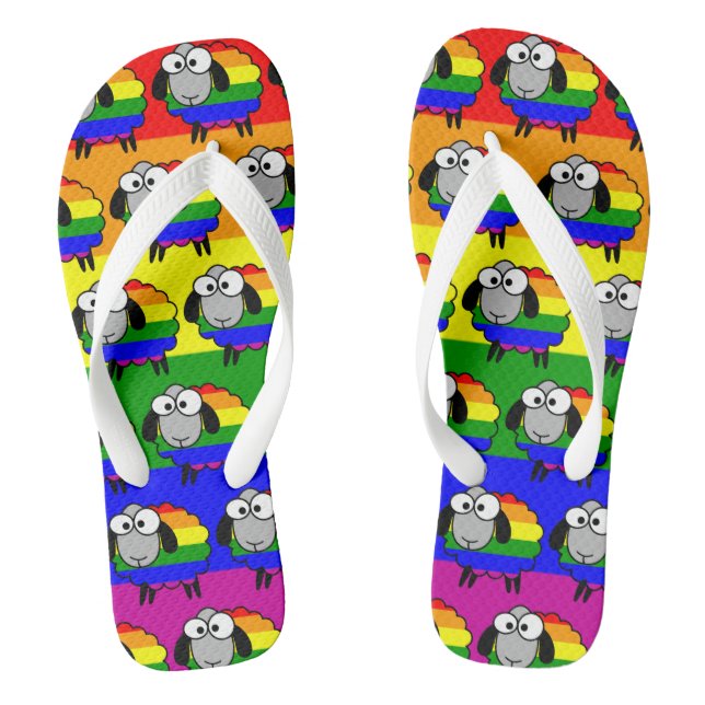 Rainbow Pride Sheep Flip Flops (Footbed)