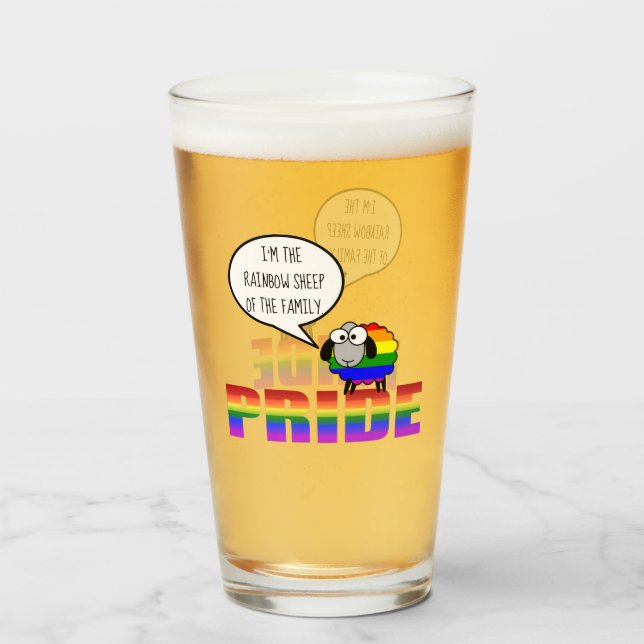 Rainbow Pride Sheep Glass Tumbler (Front Filled)