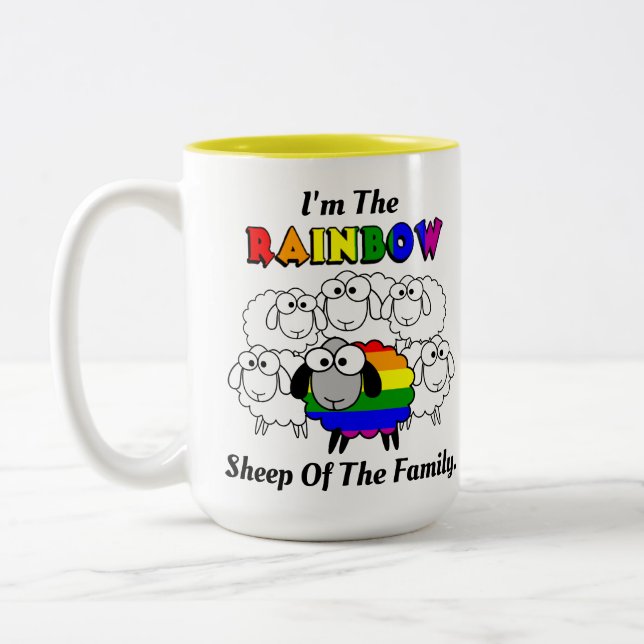 Rainbow Pride Sheep Two-Tone Coffee Mug (Left)