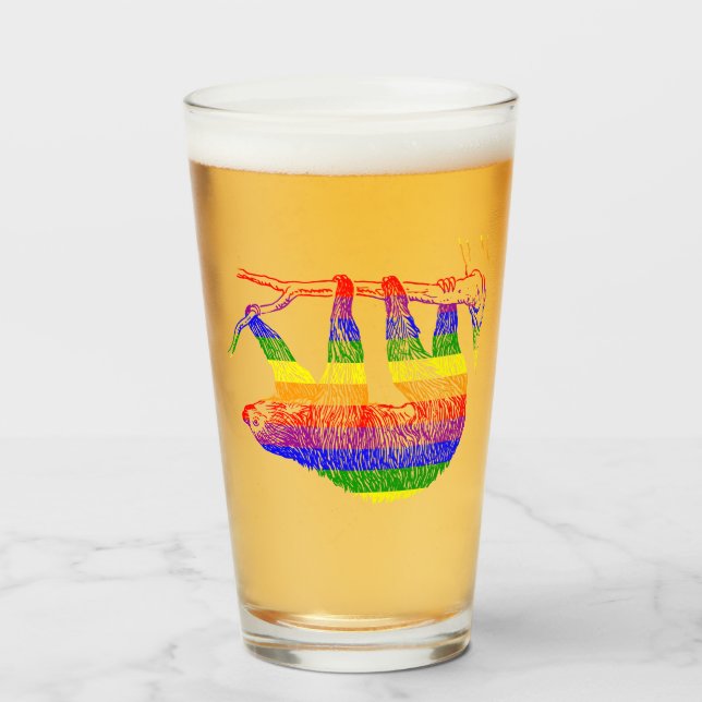 Rainbow Pride Sloth Drinking Glass (Front Filled)