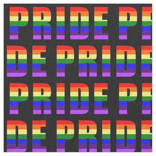 Rainbow Pride Text Art on Custom Black Colour Fabric (Close Up)