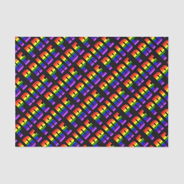 Rainbow Pride Text Art on Custom Black Colour Tissue Paper (Front)