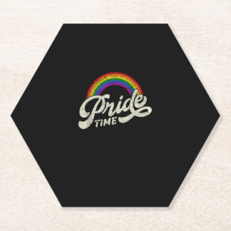 Rainbow, Pride Time, LGBT Tank Top Paper Coaster