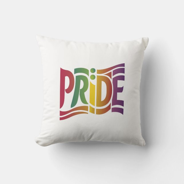 Rainbow Pride Typographic - Bold LGBTQ+ Statement Cushion (Front)