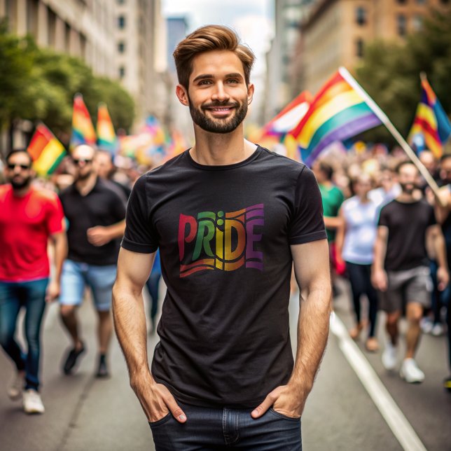 Rainbow Pride Typographic - Bold LGBTQ+ Statement T-Shirt (Creator Uploaded)