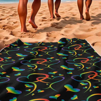 Rainbow Pride Valentine  Beach Towel