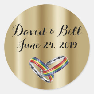 Rainbow Pride Wedding Invitation Envelope Stickers