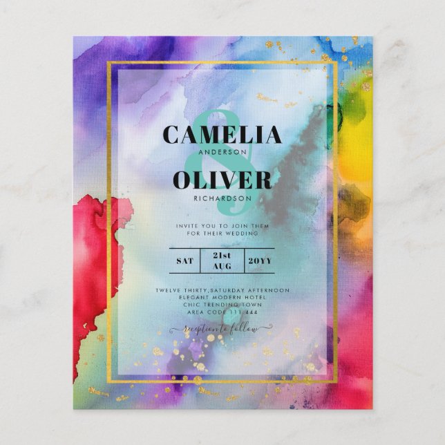 RAINBOW PRIDE WEDDING INVITATION Ink LeahG (Front)