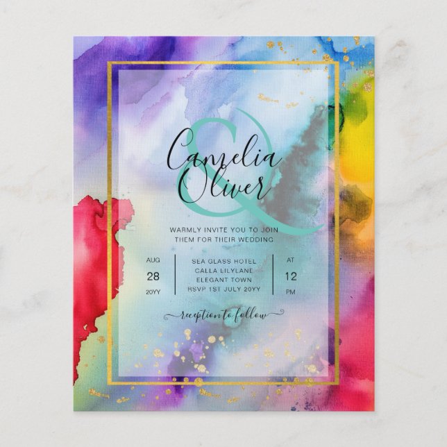 RAINBOW PRIDE WEDDING INVITATION Ink LeahG (Front)