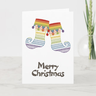 Rainbow Pride Whimsical Christmas Stockings Holiday Card