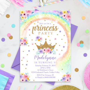Rainbow Princess Birthday Invitation