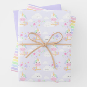 Rainbow Princess Unicorn Party Wrapping Paper
