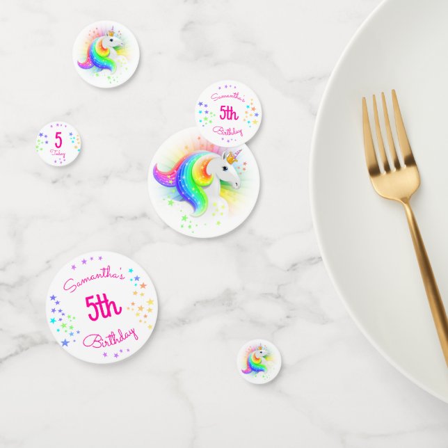 Rainbow Princess Unicorn Personalised Birthday Confetti (Group)