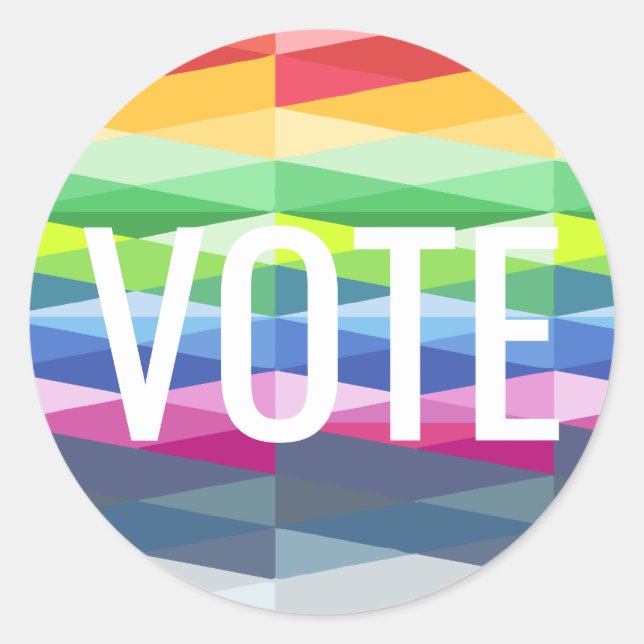 Rainbow Prism Abstract Geometric Design - VOTE Classic Round Sticker (Front)