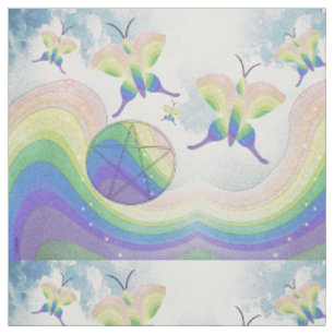 Rainbow Prism Butterfly Pentacle Fabric