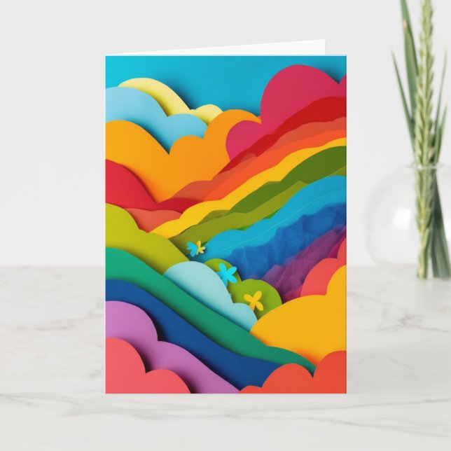 Rainbow Prism Paper Collage Card (Front)