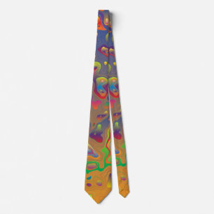 Rainbow prism water drops tie