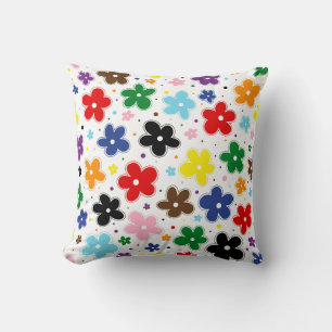 Rainbow Progress Pride Flag Flowers Doodle Quasar Cushion