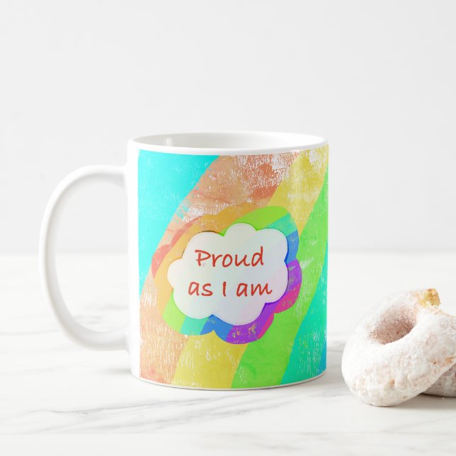 Rainbow Proud as I am Coffee Mug (With Donut)